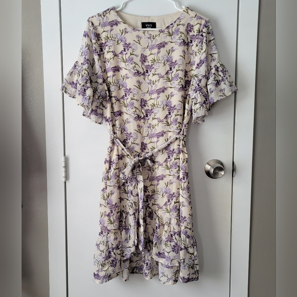 Vici purple floral ruffle dress